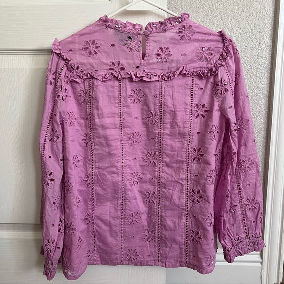 J. Crew Ruffle Eyelet Blouse in Lavender - Picture 5 of 9